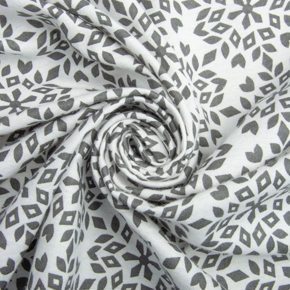 Тканина фланель бавовна, 230 см, 155 гр/м2, Сніжинки сірі, фото 1