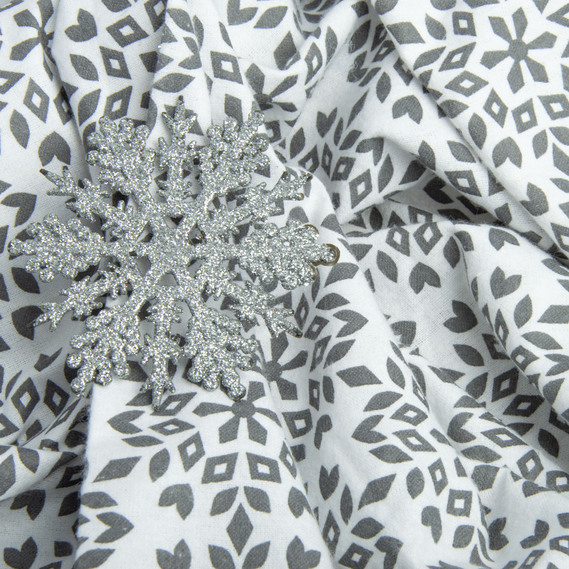 Тканина фланель бавовна, 230 см, 155 гр/м2, Сніжинки сірі, фото 3