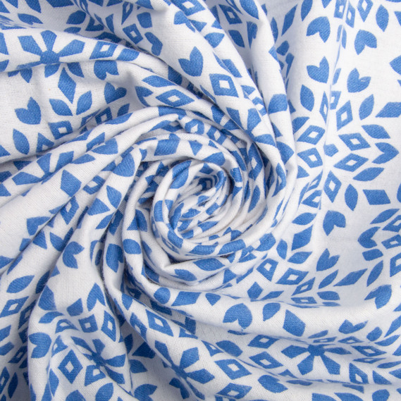 Тканина фланель бавовна, 230 см, 155 гр/м2, Сніжинки блакитні, фото 1