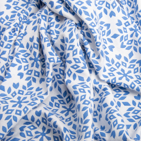 Тканина фланель бавовна, 230 см, 155 гр/м2, Сніжинки блакитні, фото 2