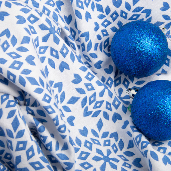 Тканина фланель бавовна, 230 см, 155 гр/м2, Сніжинки блакитні, фото 3