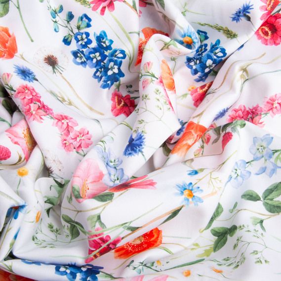 Тканина сатин для постільної білизни однотонна, щіл 130 гр/м2 210 ТС, бавовна, 240 см польові квіти, фото 3