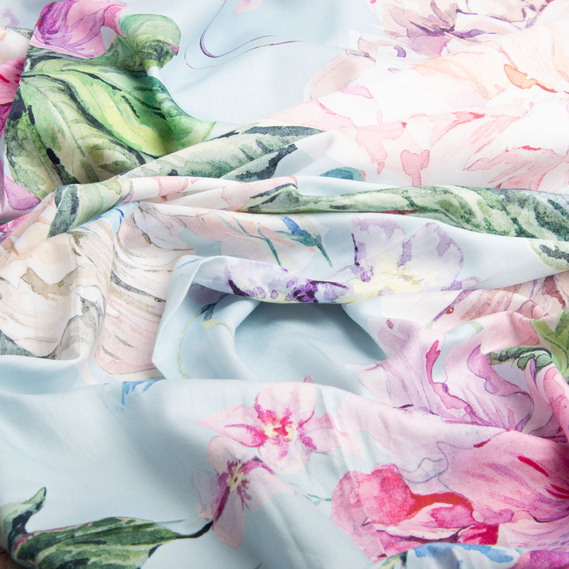 Ткань сатин для постельного белья, пл 130 гр/м2 210 ТС, хлопок, 240 см 01 квітка велика м`ята, фото 3