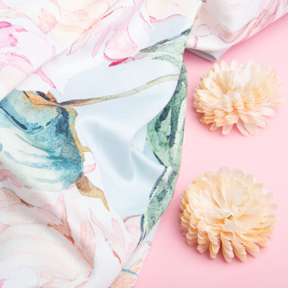 Ткань сатин для постельного белья, пл 130 гр/м2 210 ТС, хлопок, 240 см 01 квітка велика м`ята, фото 4