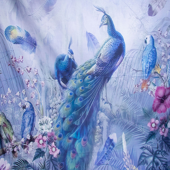 Satin fabric for bed linen cotton 2.4 m 03 папуги сині, фото 2 Satin fabric for bed linen cotton 2.4 m 03 папуги сині, фото 2