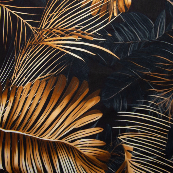 Ткань декоративная скатерная хлопок с водоотталкивающей пропиткой, 180 см, 220 гр/м2, для скатертей, штор, декора лист папороті чорний, фото 2