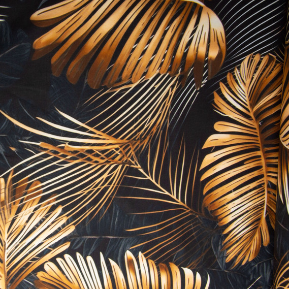 Ткань декоративная скатерная хлопок с водоотталкивающей пропиткой, 180 см, 220 гр/м2, для скатертей, штор, декора лист папороті чорний, фото 4