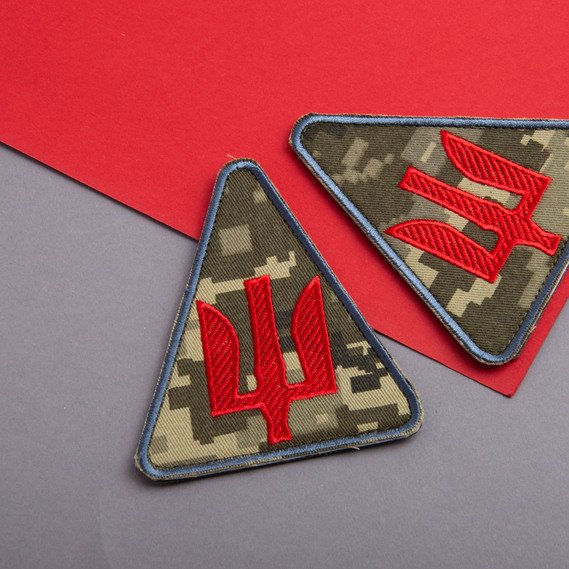 Набір шевронів 2 шт на липучці Ракетно зенітні війська України 9х8 см військовий вишитий патч шеврон нашивка піксель, фото 3