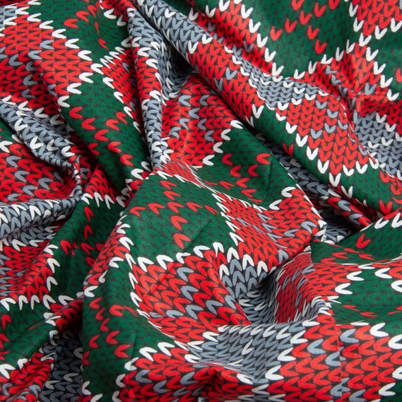 Ткань бязь ранфорс для постельного белья, хлопок, 130 гр/м2, 240 см M05175/3 в`язка сіро/червона, фото 2