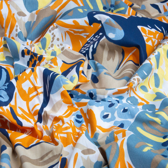 Тканина бязь ранфорс для постільної білизни, бавовна, 130 гр/м2, 240 см 7695-02 ластівка з квітами, фото 3