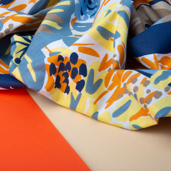 Тканина бязь ранфорс для постільної білизни, бавовна, 130 гр/м2, 240 см 7695-02 ластівка з квітами, фото 4