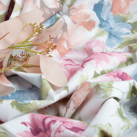 Ткань бязь ранфорс для постельного белья, хлопок, 130 гр/м2, 240 см 24R-04565 півонії, фото 4