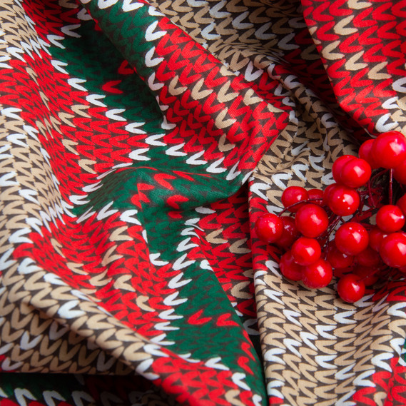 Ranfors coarse calico fabric M05175/1 в`язка беж/червона, фото 5