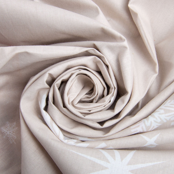Ткань бязь ранфорс для постельного белья, хлопок, 130 гр/м2, 240 см M11321/5 сніговички беж, фото 1