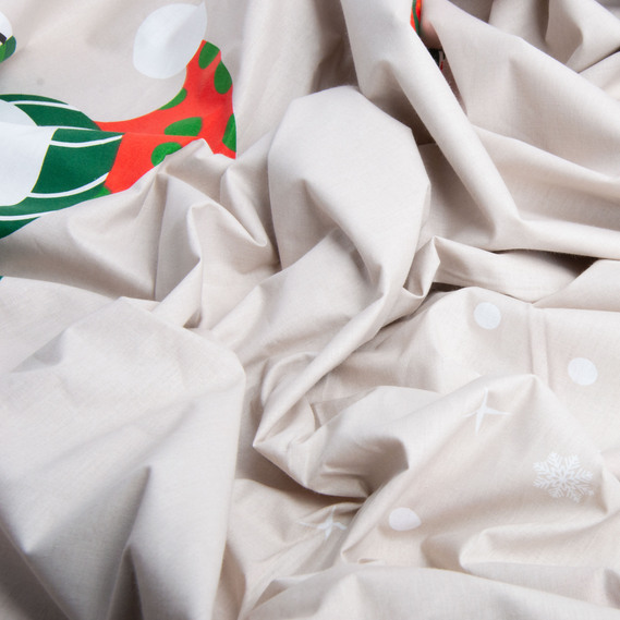 Ткань бязь ранфорс для постельного белья, хлопок, 130 гр/м2, 240 см M11321/5 сніговички беж, фото 3