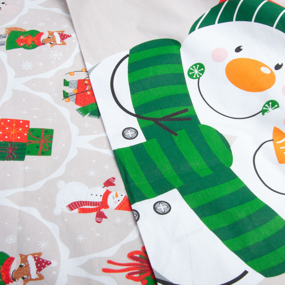 Ткань бязь ранфорс для постельного белья, хлопок, 130 гр/м2, 240 см M11321/5 сніговички беж, фото 4