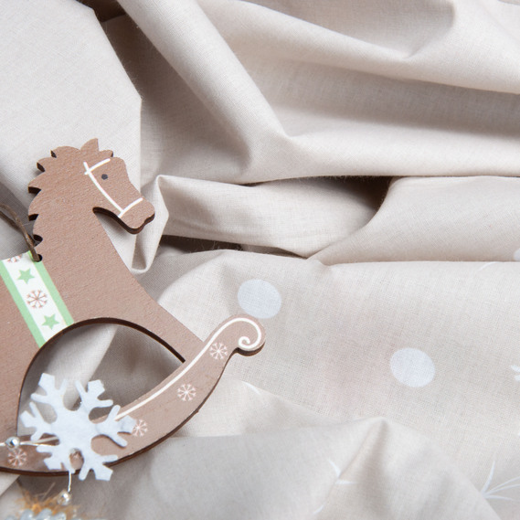 Ткань бязь ранфорс для постельного белья, хлопок, 130 гр/м2, 240 см M11321/5 сніговички беж, фото 6