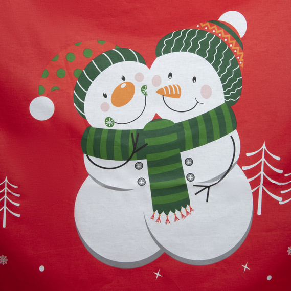 Тканина бязь ранфорс для постільної білизни, бавовна, 130 гр/м2, 240 см M11321/1 сніговички червоні, фото 4