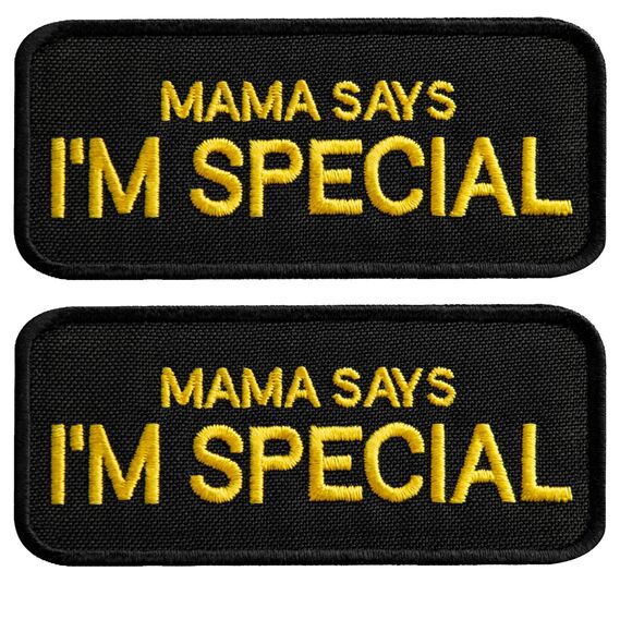 Set of 2 Patches with Velcro "Mama Says I Am Special" 4x9 cm Embroidered Patch Badge, фото 1