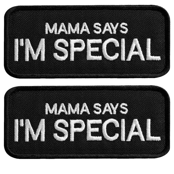 Set of 2 Patches with Velcro "Mama Says I Am Special" 4x9 cm Embroidered Patch Badge, фото 1