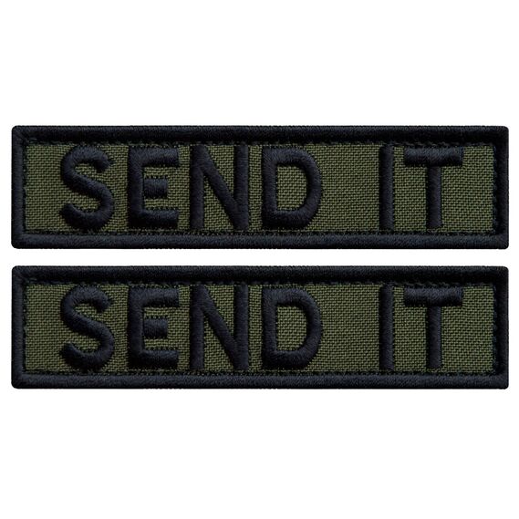 Set of 2 Patches with Velcro Send it 10x2,5 cm Embroidered Patch Badge, фото 1
