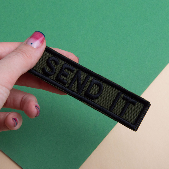 Set of 2 Patches with Velcro Send it 10x2,5 cm Embroidered Patch Badge, фото 2