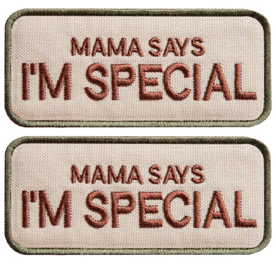Набор шевронов 2 шт с липучкой "Mama says I am special" 4x9 см "Мама говорит, что я особенный" вышитый патч шеврон нашивка, фото 1 Набор шевронов 2 шт с липучкой "Mama says I am special" 4x9 см "Мама говорит, что я особенный" вышитый патч шеврон нашивка, фото 1