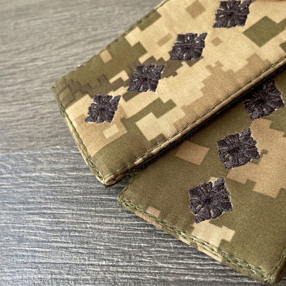 Набор из 2 шевронов с липучкой Звание ВСУ Капитан 5х10 см, вышитый патч в пиксельном камуфляже, фото 6