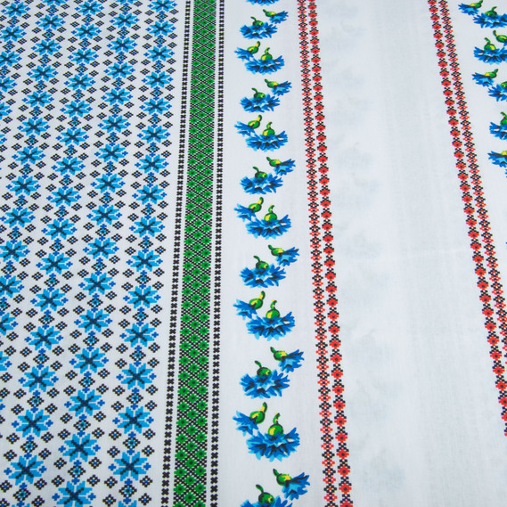 Тканина бязь ранфорс для постільної білизни, бавовна, 130 гр/м2, 240 см 23R-14524 вишивка блак/зелена, фото 4