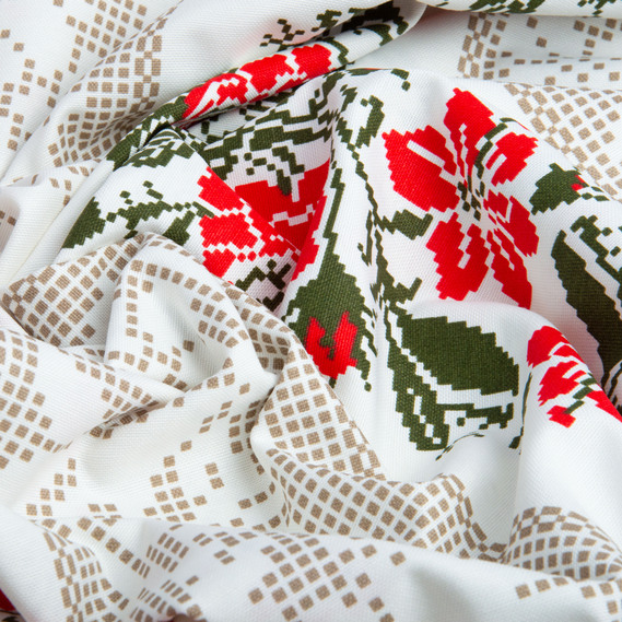 The decorative fabric Freedom tablecloth вишивка беж/червона/чорна, фото 3