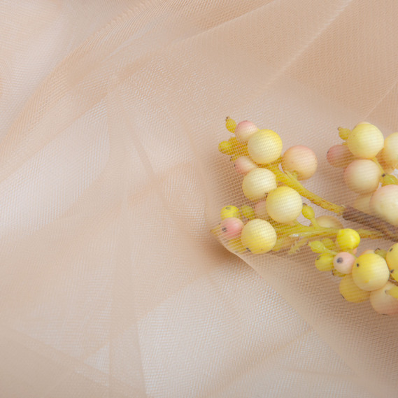 Tulle fabric, 3.0 meters, Euro style V-H84 беж, фото 3