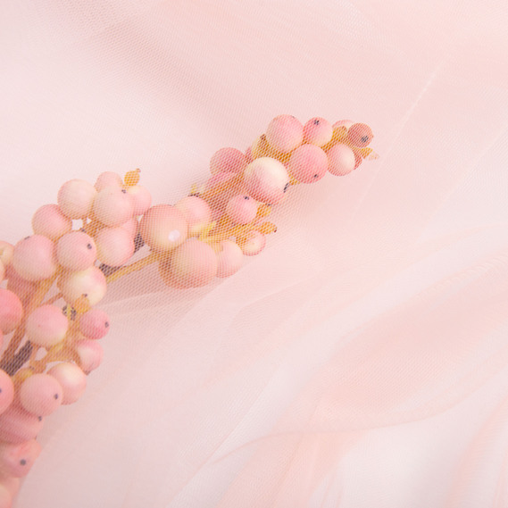 Тканина фатін євро 300 см 15 г/м2 фатин легка декоративна для суконь, костюмів, декору V-H134 св.персик, фото 3