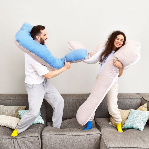 Набір подушок 2 шт для сну та відпочинку стьобана IDEIA 140х75х20 см, U-shape, з наволочкою на блискавці, антиалергенна, для вагітних, для тіла, для чоловіків джинс та сіро-біла, фото 10 Набір подушок 2 шт для сну та відпочинку стьобана IDEIA 140х75х20 см, U-shape, з наволочкою на блискавці, антиалергенна, для вагітних, для тіла, для чоловіків джинс та сіро-біла, фото 10