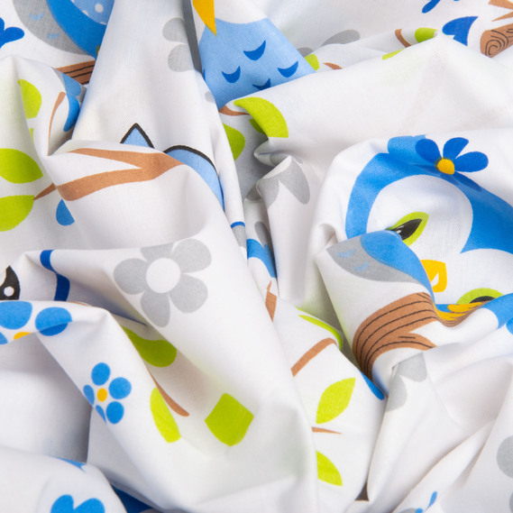 Ranfors coarse calico fabric G-9832/9 Совушки блакитні, фото 3