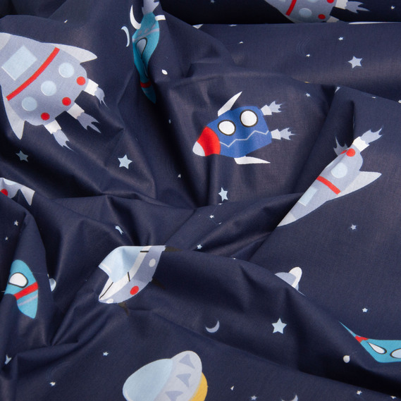 Тканина бязь ранфорс для постільної білизни, бавовна, 130 гр/м2, 240 см 10.28653/21 Космос т/синій, фото 3