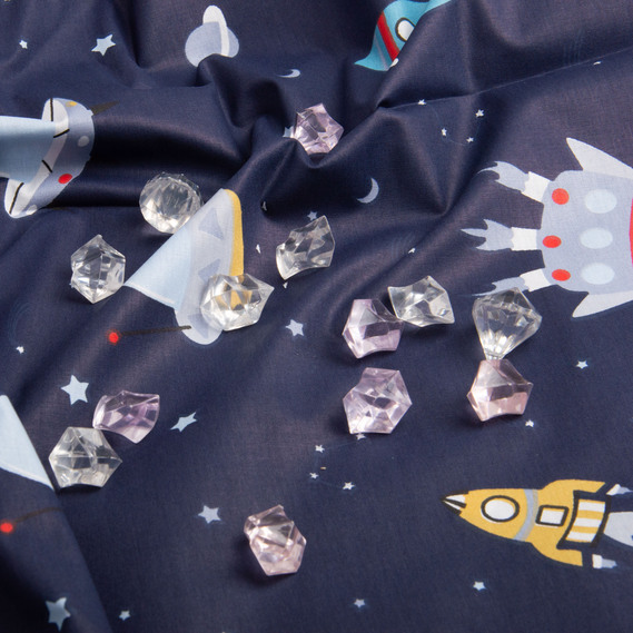 Тканина бязь ранфорс для постільної білизни, бавовна, 130 гр/м2, 240 см 10.28653/21 Космос т/синій, фото 4