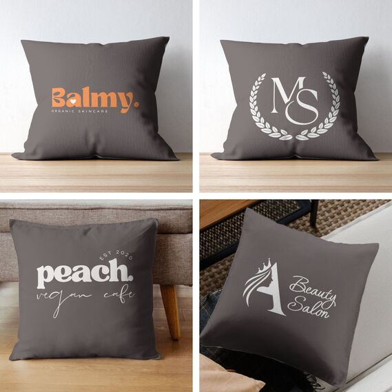 Подушка 45x45 см с вышивкой на заказ, логотип вашей компании, слоган, памятная фраза или инициалы шоколад, фото 3