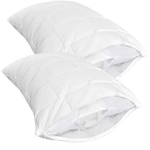 Чехол защитный 2 шт 70x70 cм на подушку сьемный с молнией IDEIA стеганный белый микрофибра, фото 1