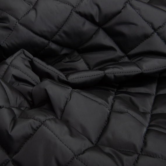 Ткань подкладочная стеганная утеплитель 7,5x7,5 см, синтепон 100 + спанбонд, плащевой однотонный, 140 см, 210 гр/м2 чорна, фото 2