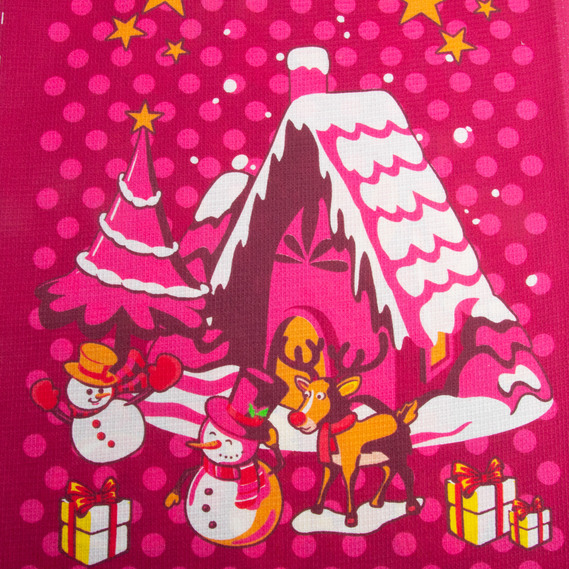 Ткань полотенечная вафельная Merry Christmas, 150 см, 160 гр/м2, вишневая, фото 3