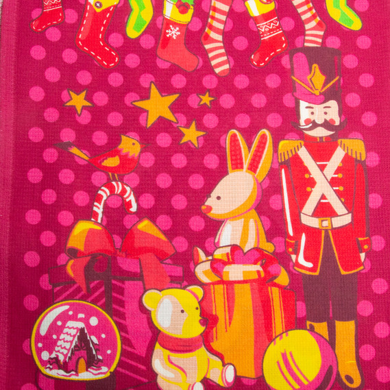 Ткань полотенечная вафельная Merry Christmas, 150 см, 160 гр/м2, вишневая, фото 4