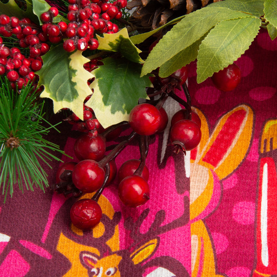 Ткань полотенечная вафельная Merry Christmas, 150 см, 160 гр/м2, вишневая, фото 5