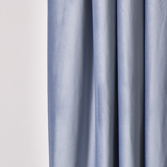 Ткань портьерная однотонная Бархат. 295 см, 365 гр/м2, шторная ткань, ткань для штор, шторы, портьеры, гардины, ткань гардинная V-11 сіро-блакитний, фото 3