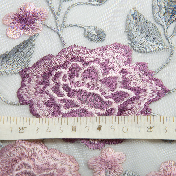 Тканина сітка Глорія 130 см 155 гр/м2 для вечірньої сукні, мереживна, декоративна сіра, фото 5