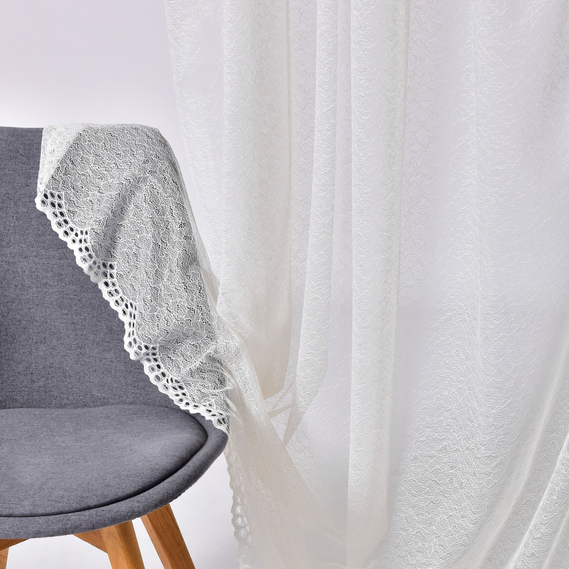 Ткань тюль жаккард Розы полоса, 292 см, 75 гр/м2 V-J0090 екрю, фото 5 Ткань тюль жаккард Розы полоса, 292 см, 75 гр/м2 V-J0090 екрю, фото 5