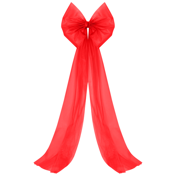 Decorative Christmas tree bow 65х200 cm large red tulle червоний , фото 1 Decorative Christmas tree bow 65х200 cm large red tulle червоний , фото 1