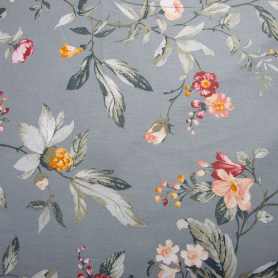 Ткань бязь ранфорс для постельного белья, хлопок, 130 гр/м2, 240 см 12.27287/3 Клематіс т/сірий, фото 2