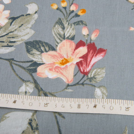 Ткань бязь ранфорс для постельного белья, хлопок, 130 гр/м2, 240 см 12.27287/3 Клематіс т/сірий, фото 5