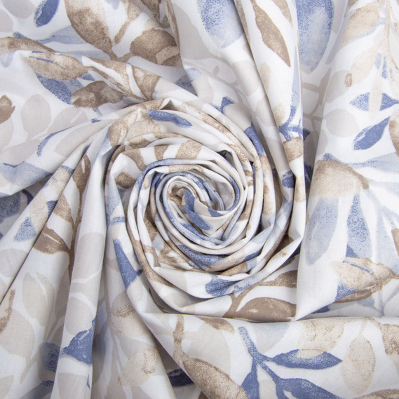 Тканина бязь ранфорс для постільної білизни, бавовна, 130 гр/м2, 240 см 11.27809/21 Гілочка синя, фото 1