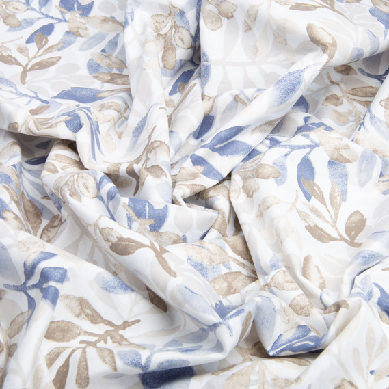 Тканина бязь ранфорс для постільної білизни, бавовна, 130 гр/м2, 240 см 11.27809/21 Гілочка синя, фото 2